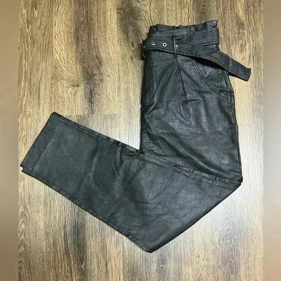 AKIRA faux leather pants high waisted elastic waist band size L (6) - Picture 10 of 10